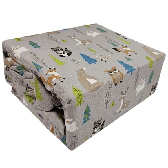 Ryland Collection Heavy Weight Cotton Flannel Sheet Set Twin Size 3pc Gray Multi - Picture 2 of 10